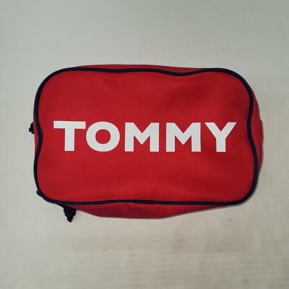 Tommy Hilfiger Red Cosmetic Bag Toiletry Travel Pouch Organizer Zipper